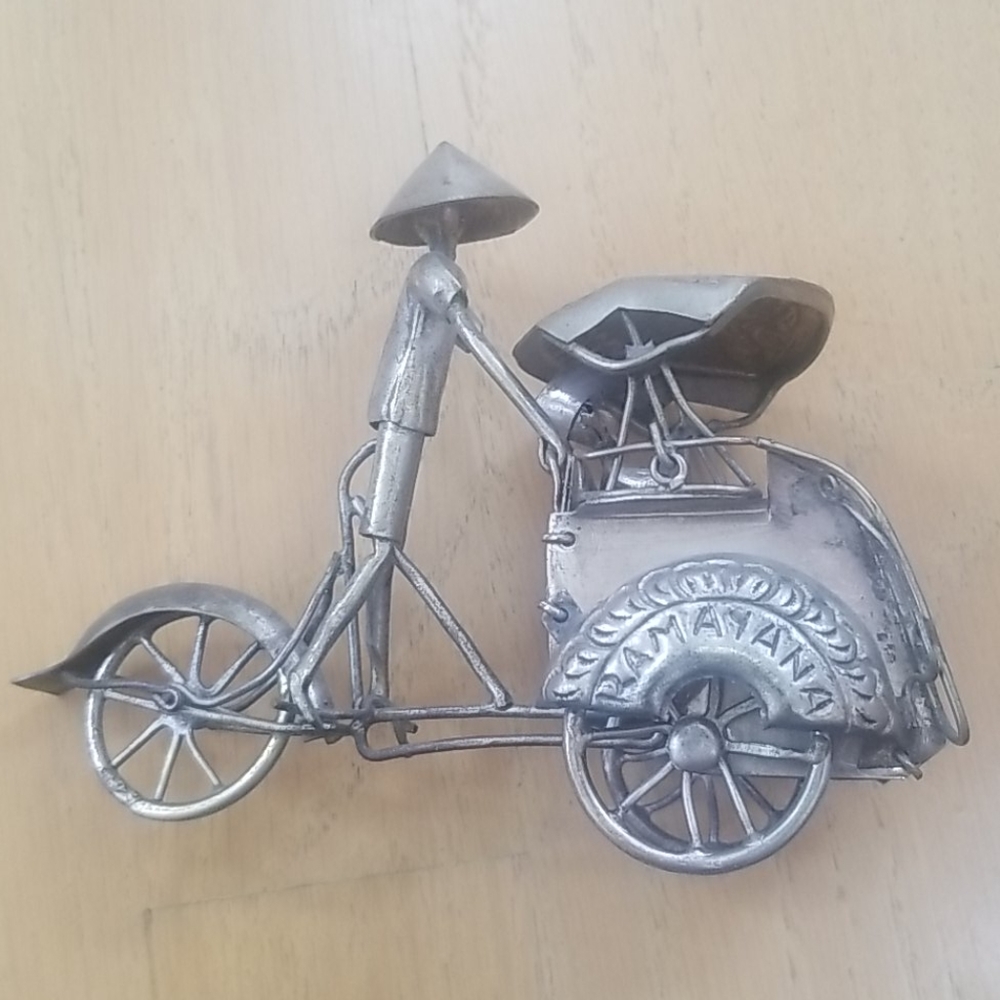 Vintage Metal Sculpture "Ramayana" Rickshaw
